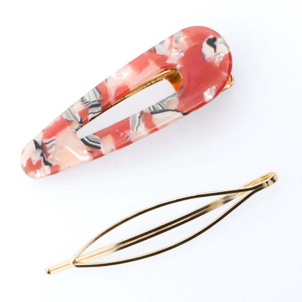 Aesthetic Marble Drop & Leaf - Coral